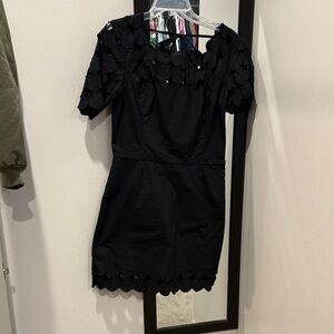Anthropologie Black Mini Dress with Textured Details